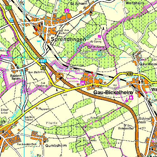 Anfahrt Autobahn A61 Abfahrt Gau-Bickelheim Nr. 52