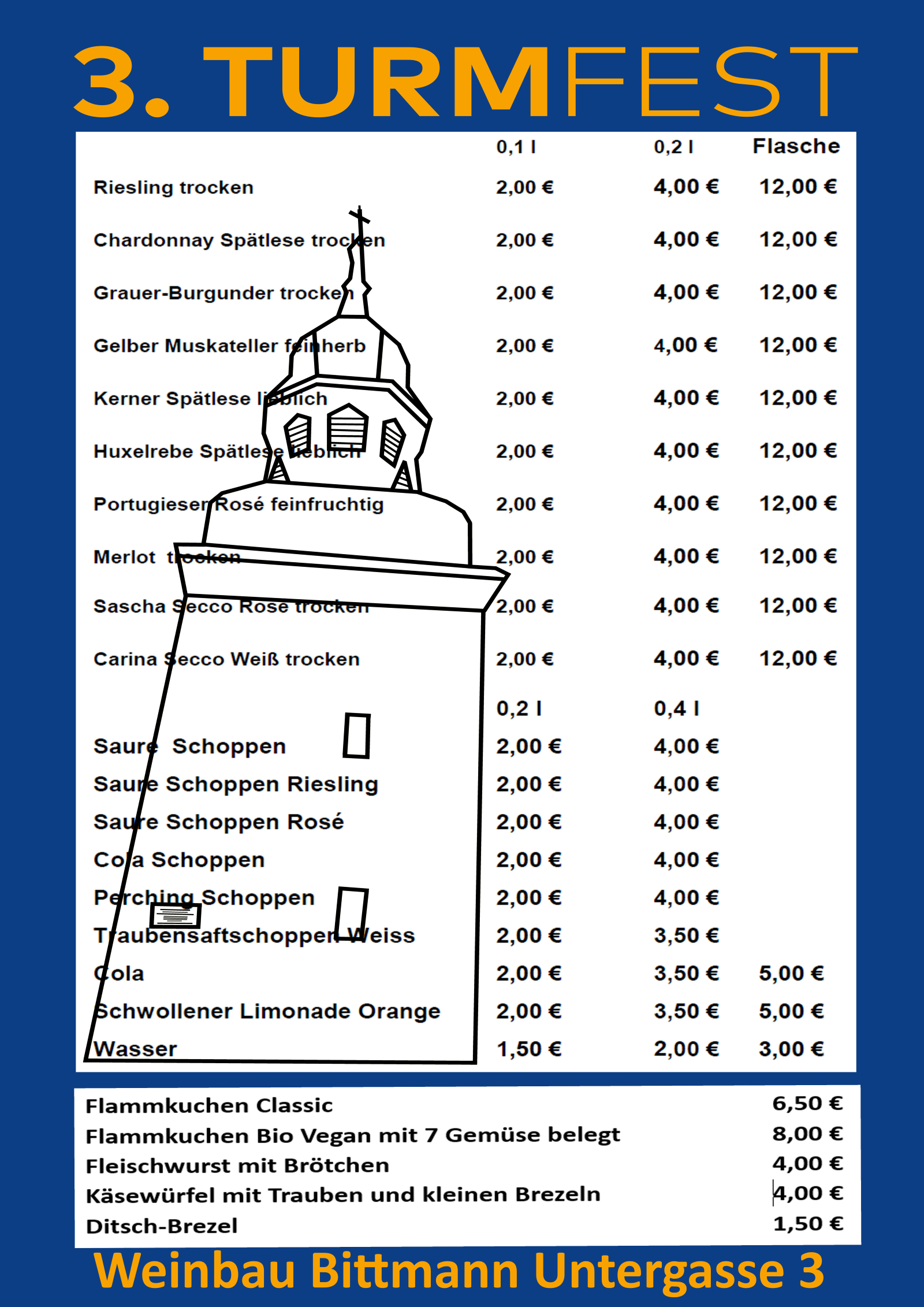 Preisliste Turmfest im Weingut Bittmann