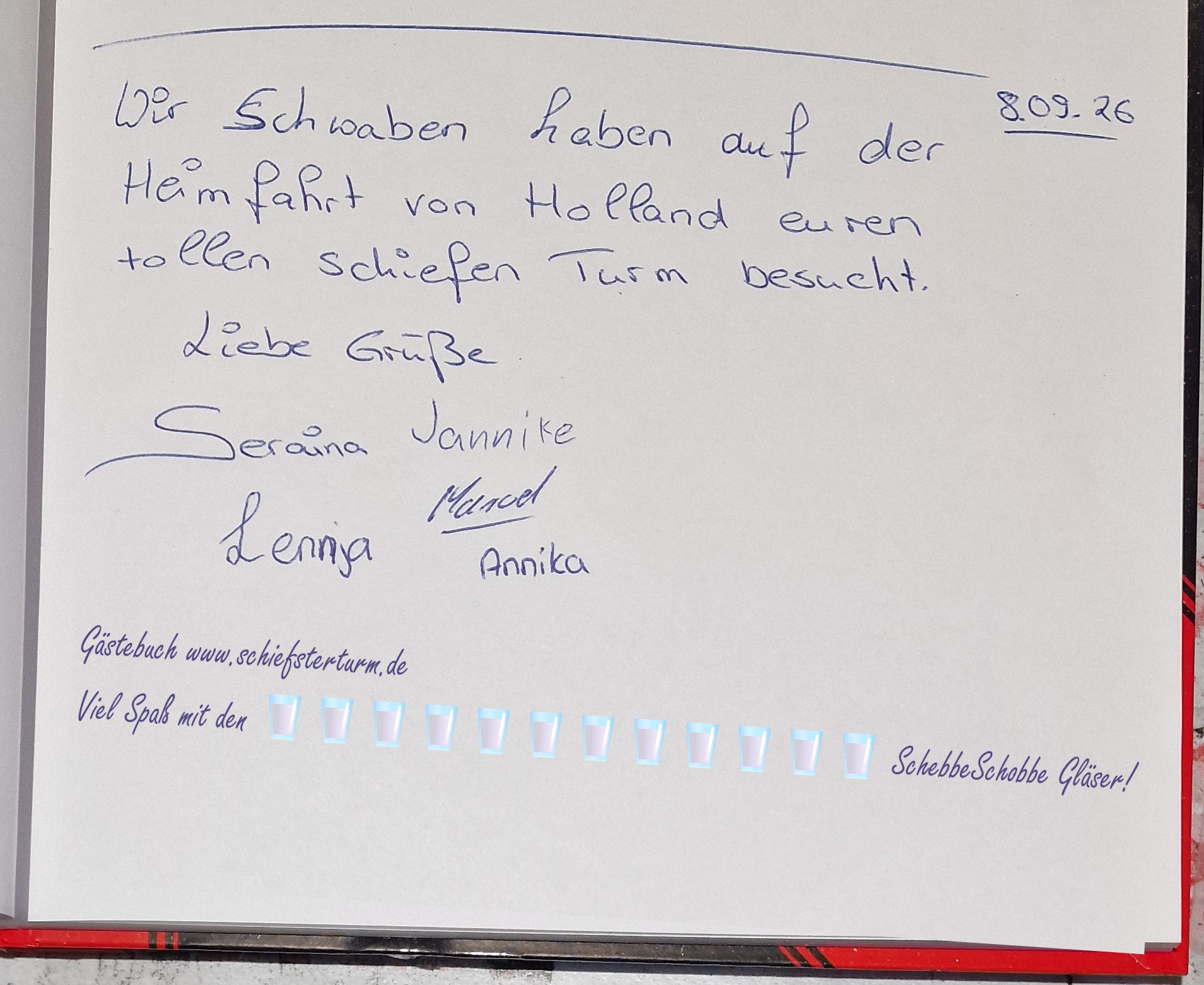 Gästebuch Schiefer Turm Gau-Weinheim